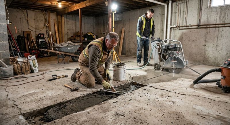 Cracked Basement Floor Repair in Lacey, WA